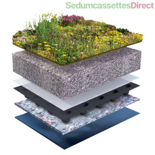 Een kruidendak met sedum en kruidenplanten, ideaal voor een functioneel en esthetisch groen dak.